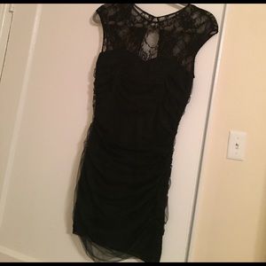 Black lace illusion dress