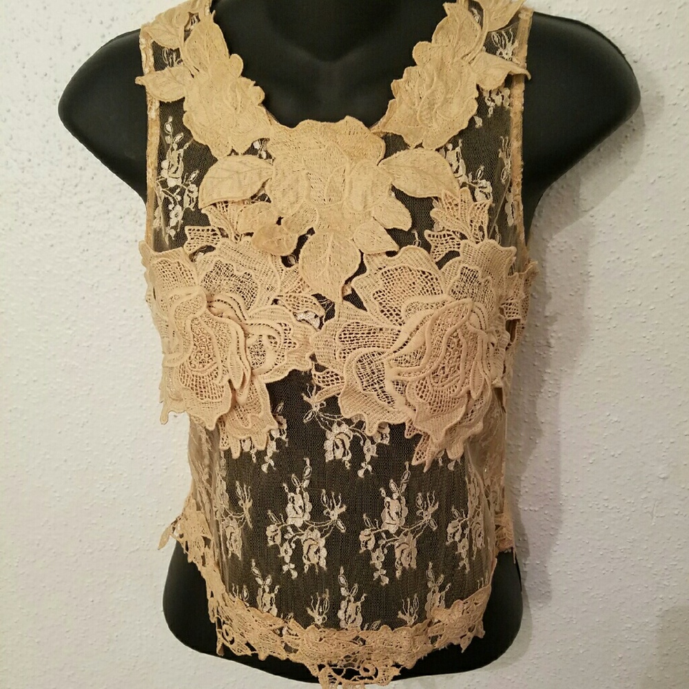 Beige Lace sheer top