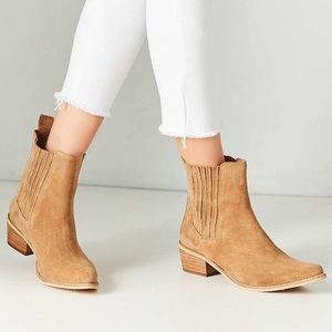 Brown suede booties