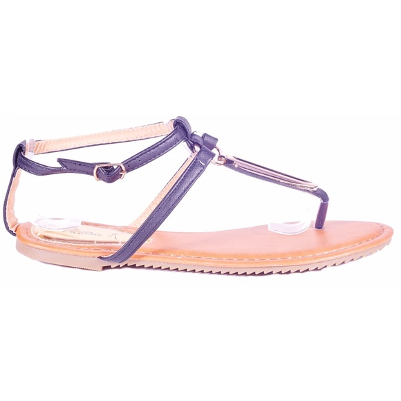 Women Black Slingback Thong Flat Sandals S1922 - Picture 2 of 3