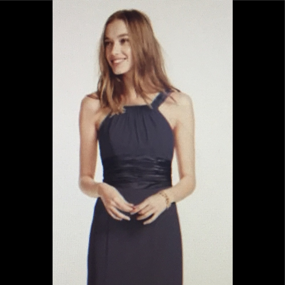 Chiffon and Charmeuse Dress with Rounded Neckline