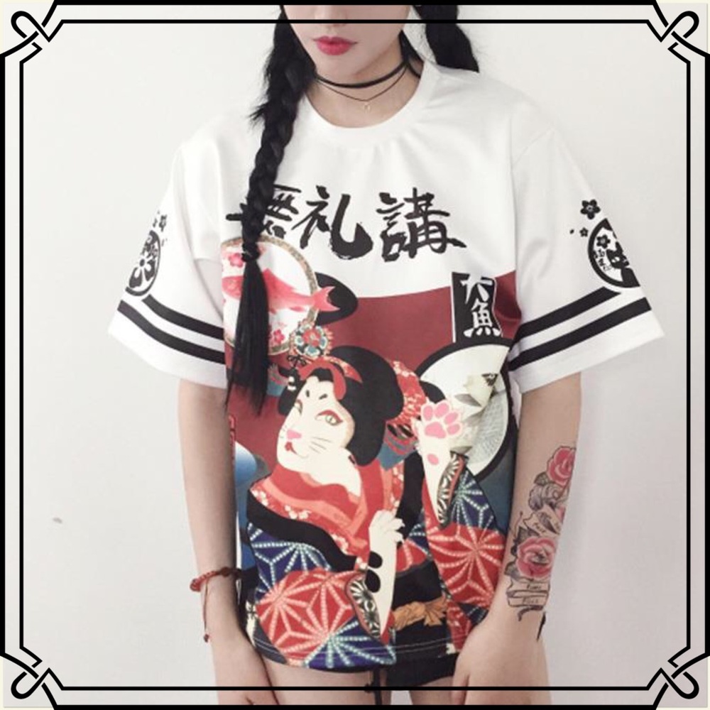 Asian Inspired Graphic Print T Shirt Jersey