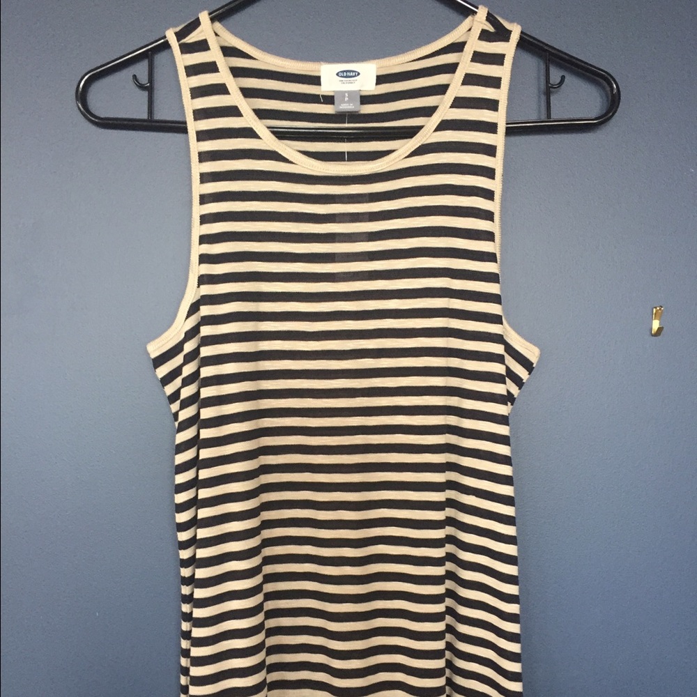 Black and cream striped tank