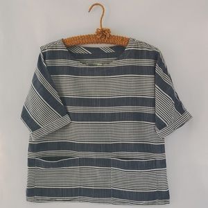 Zara cotton striped pocket blouse