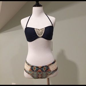 L*space chambray and crochet bikini top