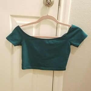 *NWOT* ASOS peacock off the shoulder crop top