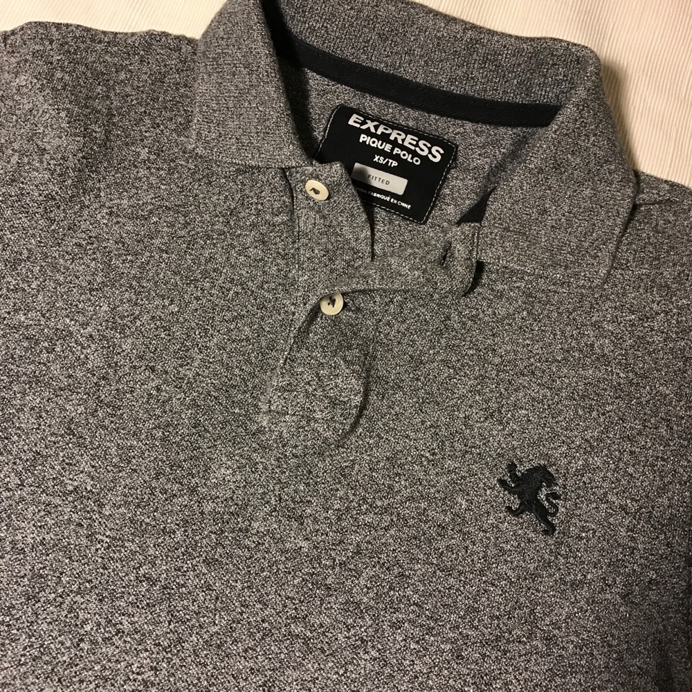 SOLD - Express Men's Pique Polo XS Gray