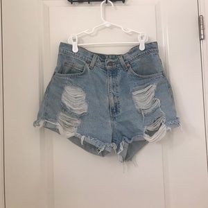 Oversized denim shorts