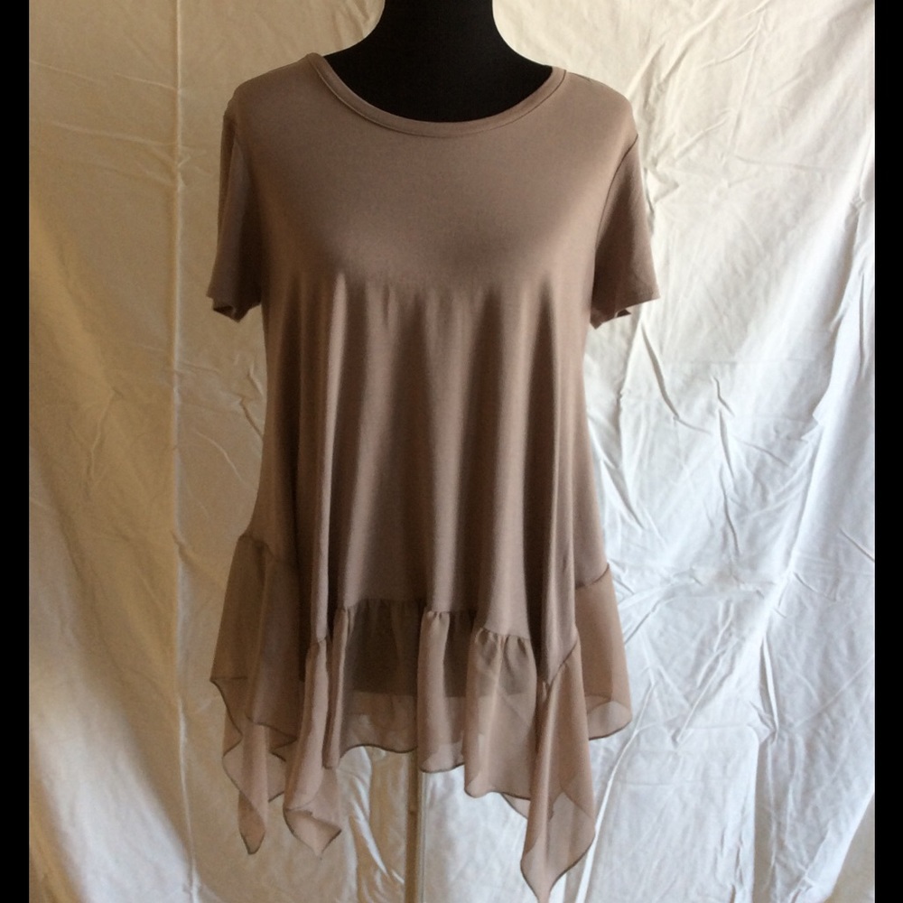 Fun Casual Top With Flounce Hem