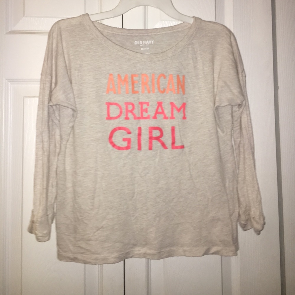 long sleeve cream tee shirt from old navy