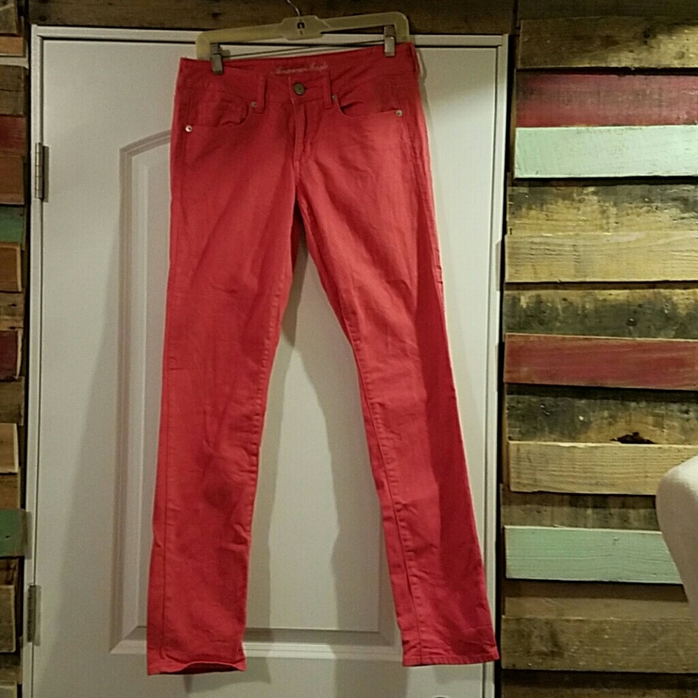 Coral skinny jeans