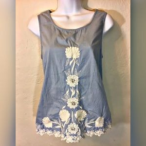 Anthropologie Top 8 Lil Sleeveless Embroider Tank