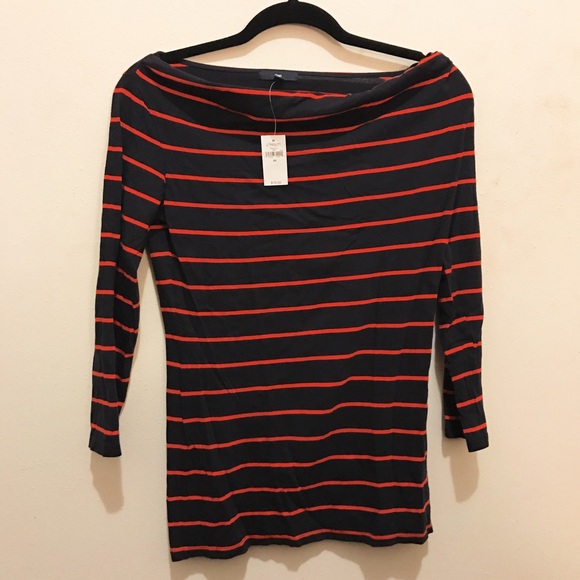 Gap red/blue stripe boat neck shirt - Picture 1 of 2