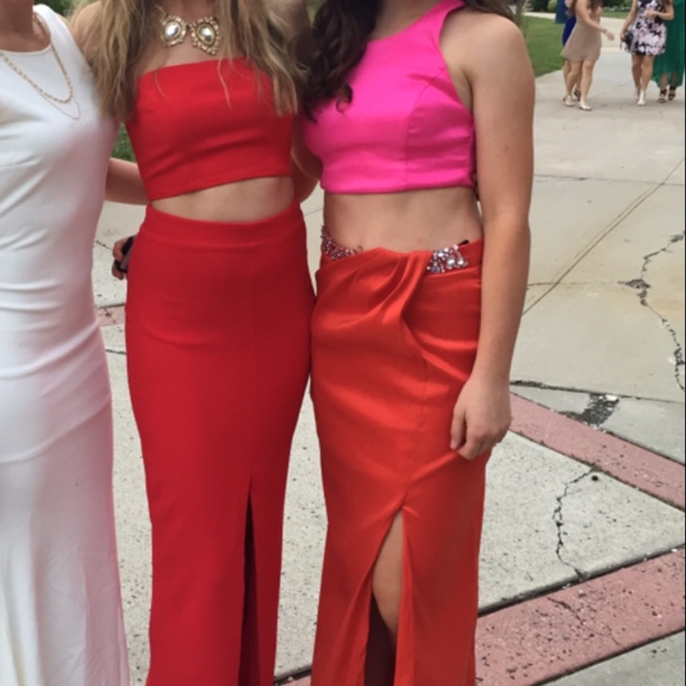 Bright Color Block 2 piece prom dress. WORN ONCE
