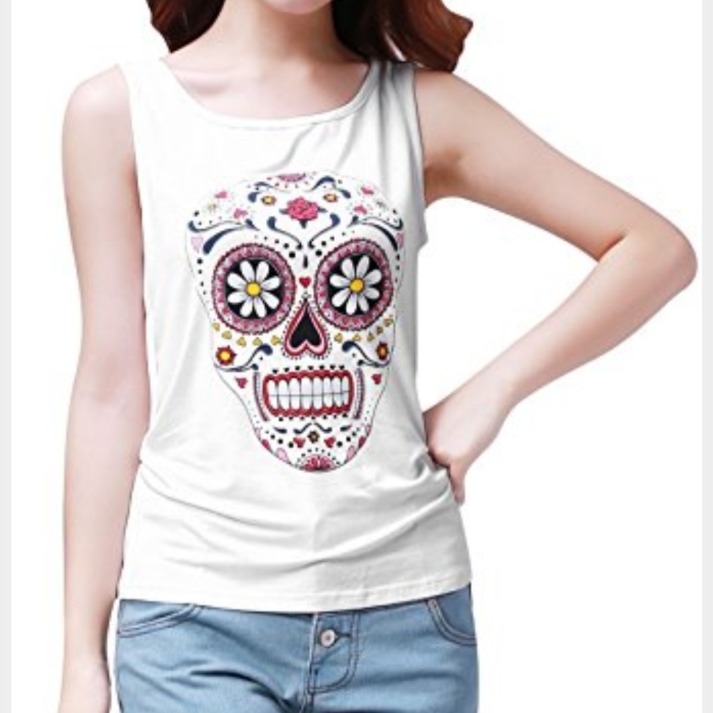 Sugar skull White tank top