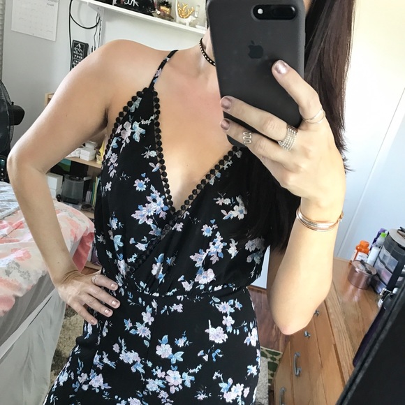 LAST 1// Black Floral Jumpsuit - Picture 7 of 8