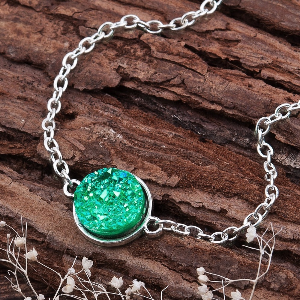 Silver Sea Foam Druzy Bracelet