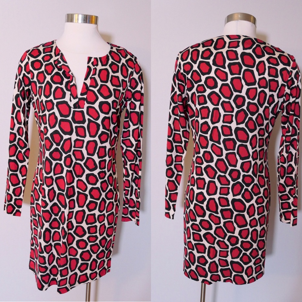 DVF Reina Red Silk Shift Dress