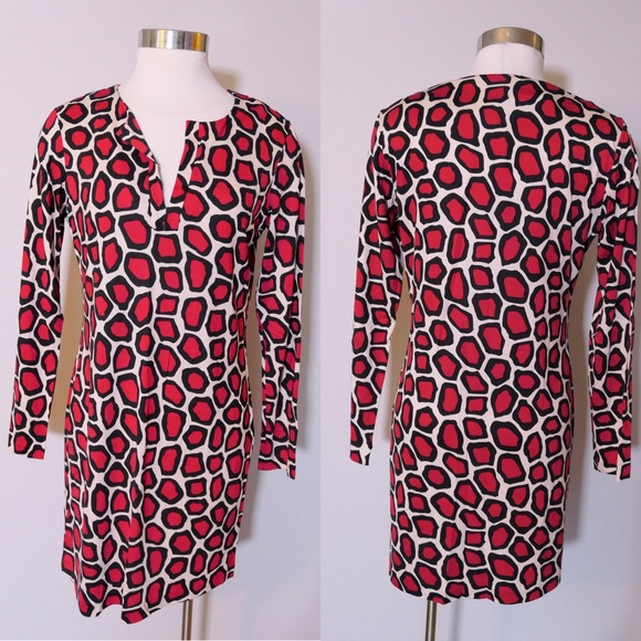 DVF Reina Red Silk Shift Dress - Picture 1 of 4