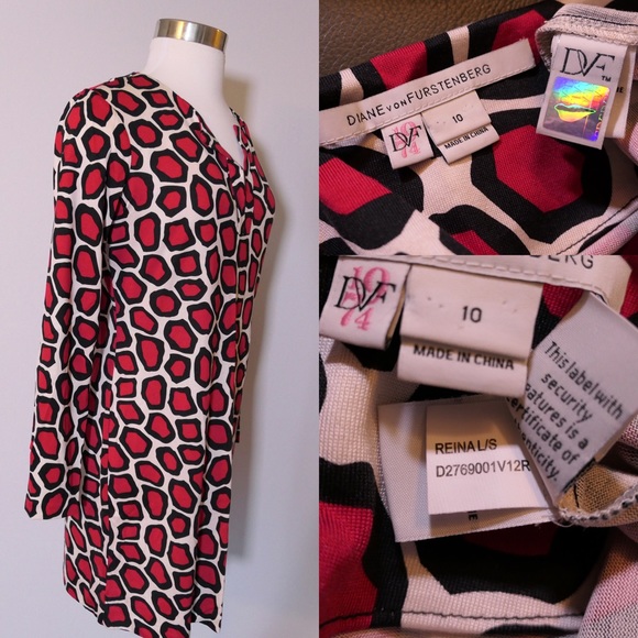 DVF Reina Red Silk Shift Dress - Picture 2 of 4