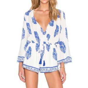 Reverse Beachcomber Romper in white & blue