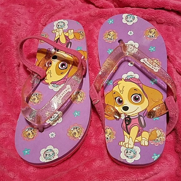 Paw Patrol Girl/'s Flip Flops w//Heel Strap Size XL 11//12 NWT