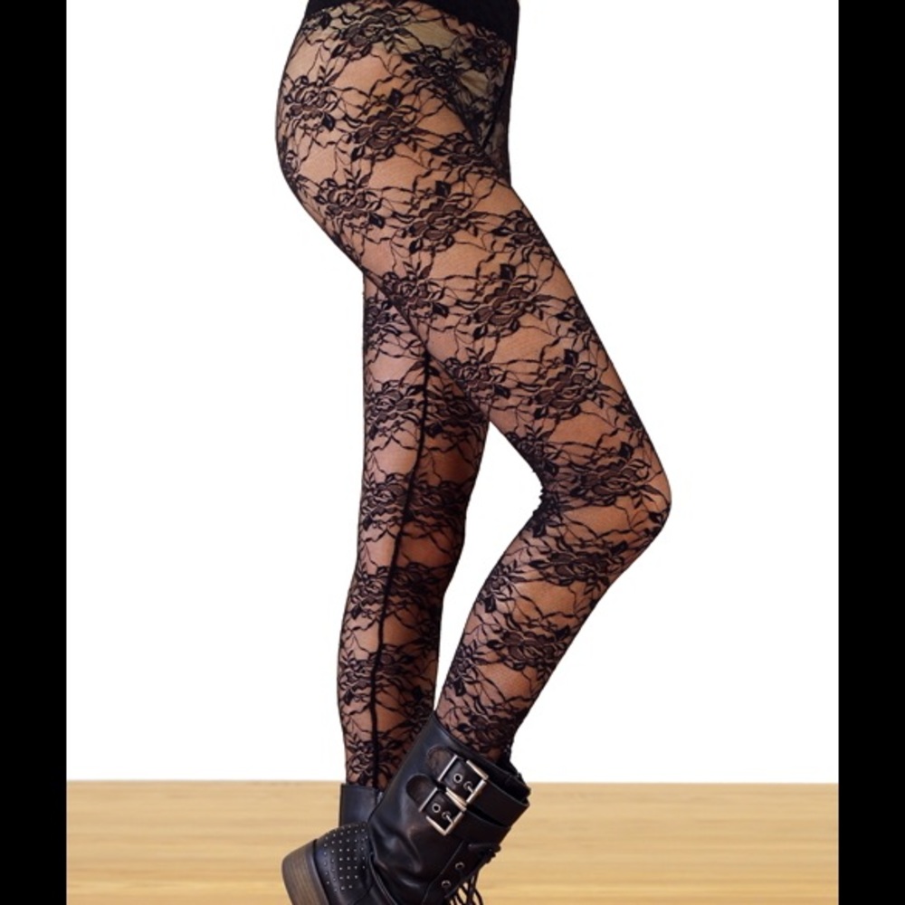 LEGGINGS BLACK LACE ANKLE LENGTH