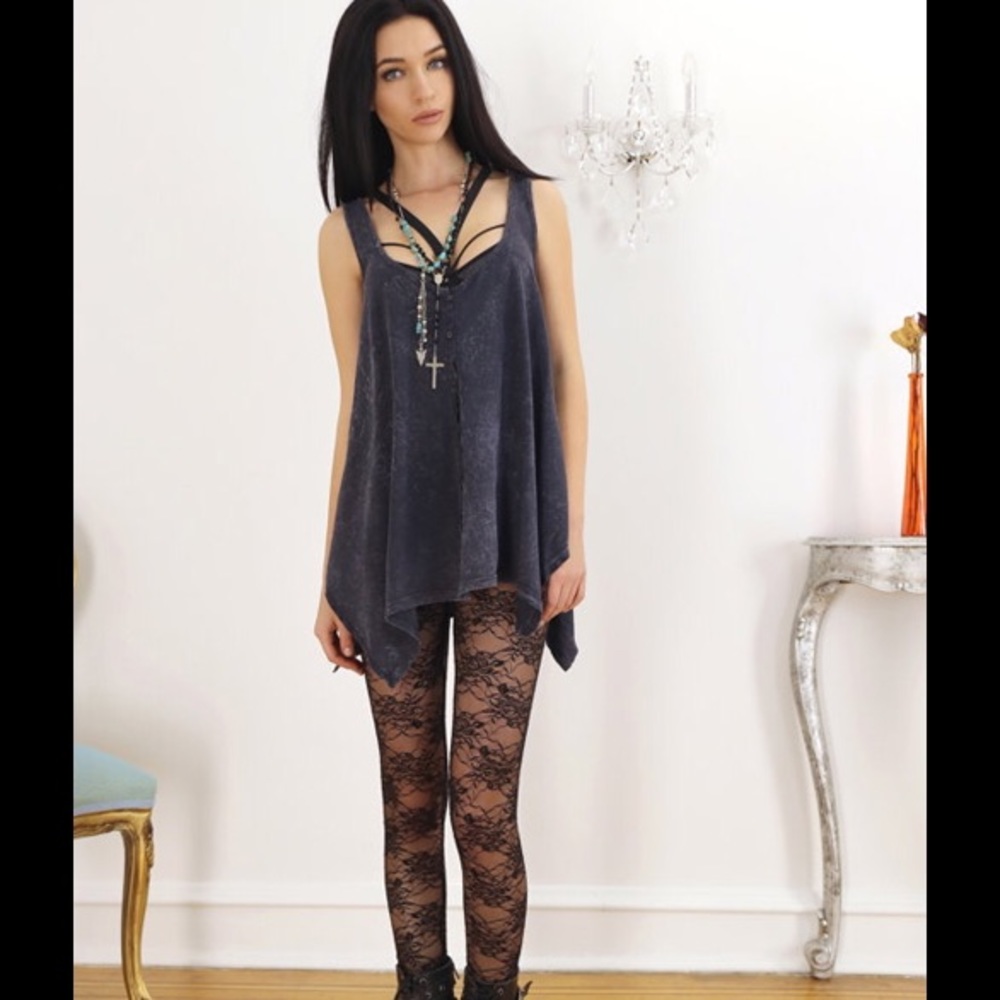 LEGGINGS BLACK LACE ANKLE LENGTH - Picture 3 of 4