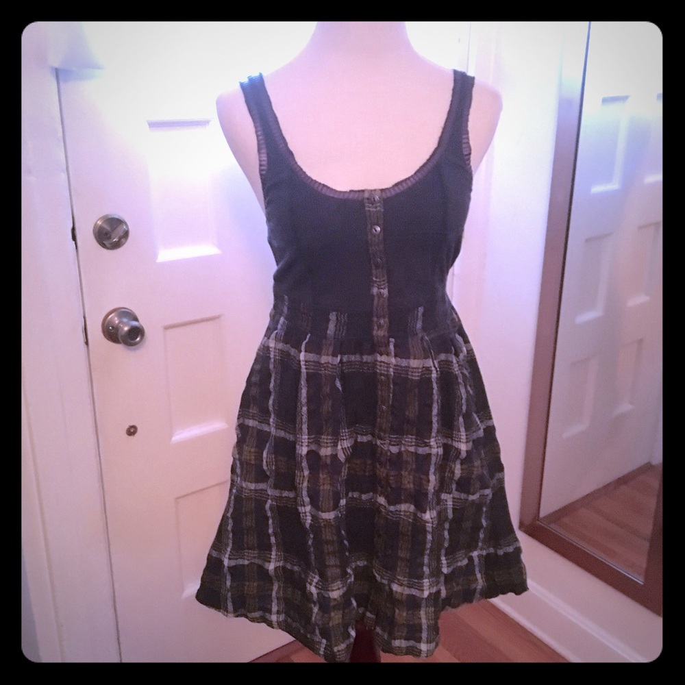 Size 4 Free People blue plaid flannel dress
