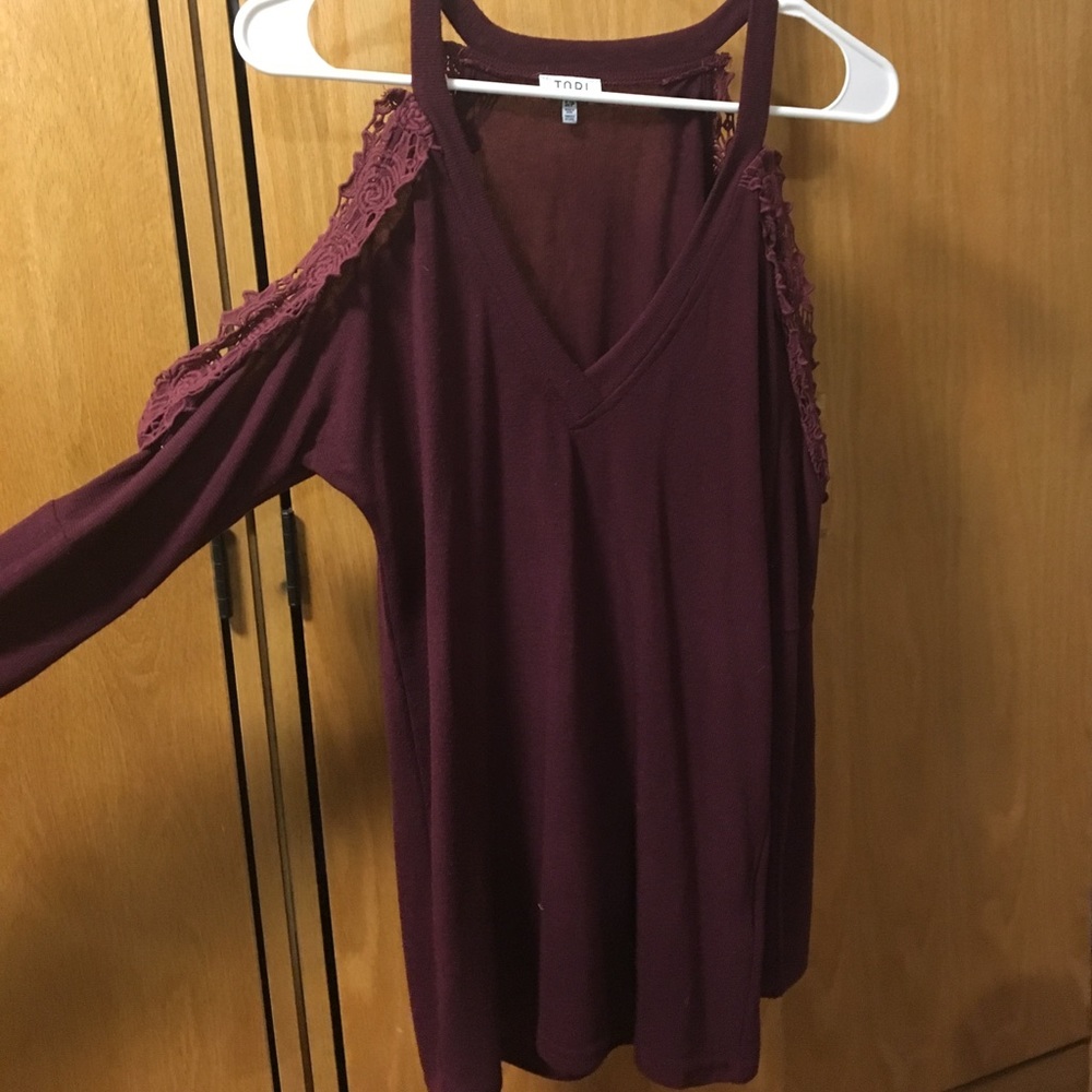 Maroon Cold Shoulder Top TOBI