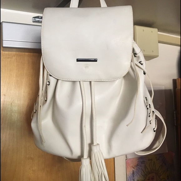 LF Handbags - White leather fringe bucket bag backpack
