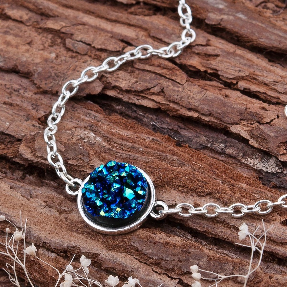 Blue Druzy Silver Bracelet 💐3 for $30 💐
