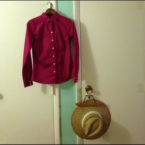 Size 2 Long Sleeve Non Iron Raspberry Button Down