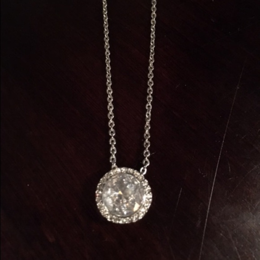 Michael Kors Silver Crystal Pendant Necklace