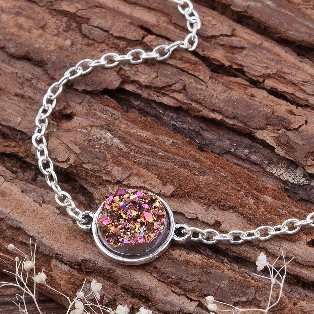 Bold Fuchsia Druzy Bracelet