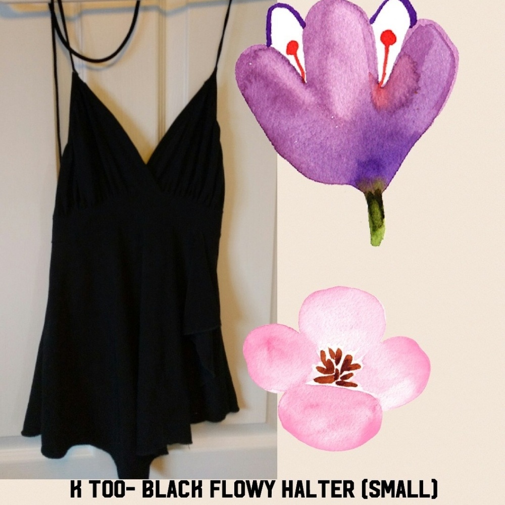 Black flowy halter top by K Too.