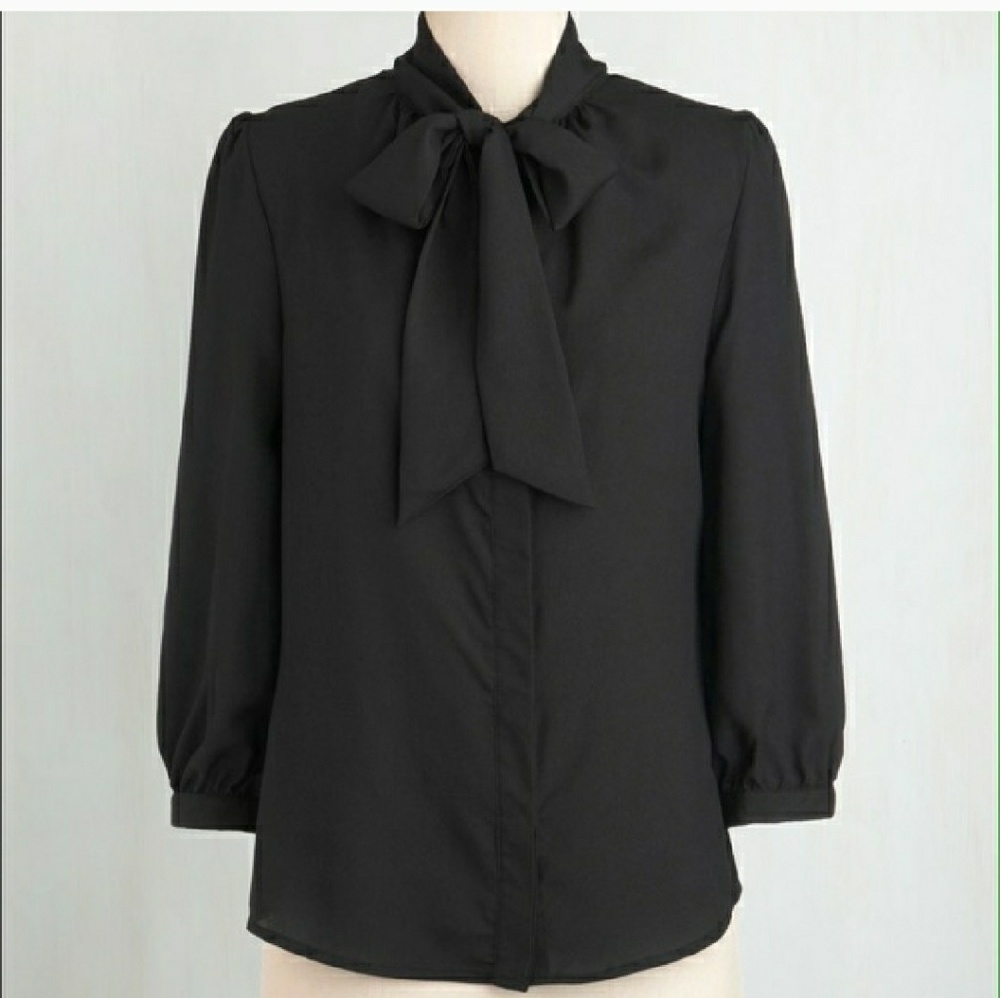 Modcloth Black Chai Tea Blouse