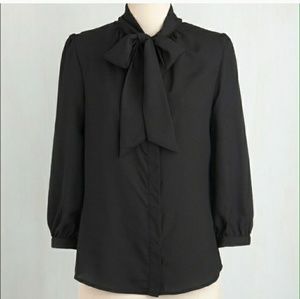 Modcloth Black Chai Tea Blouse