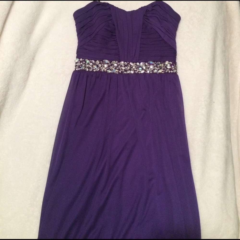 Strapless Floor Length Purple Gown