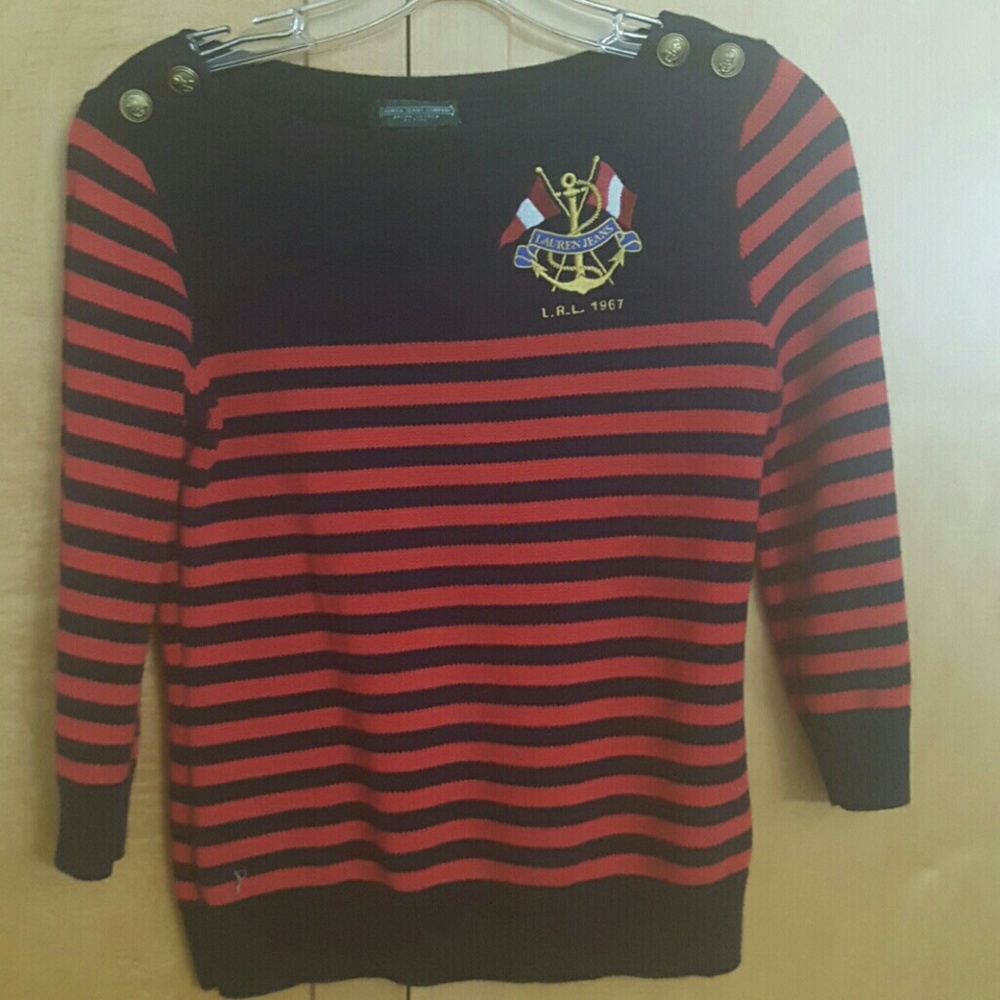 LAUREN JEANS COMPANY boatneck cotton knit top