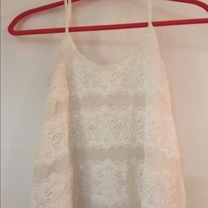 White lace sleeveless top