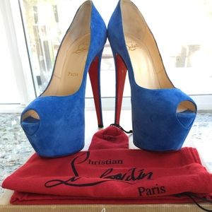 CHRISTIAN LOUBOUTIN Blue Saphire Suede Highness 38