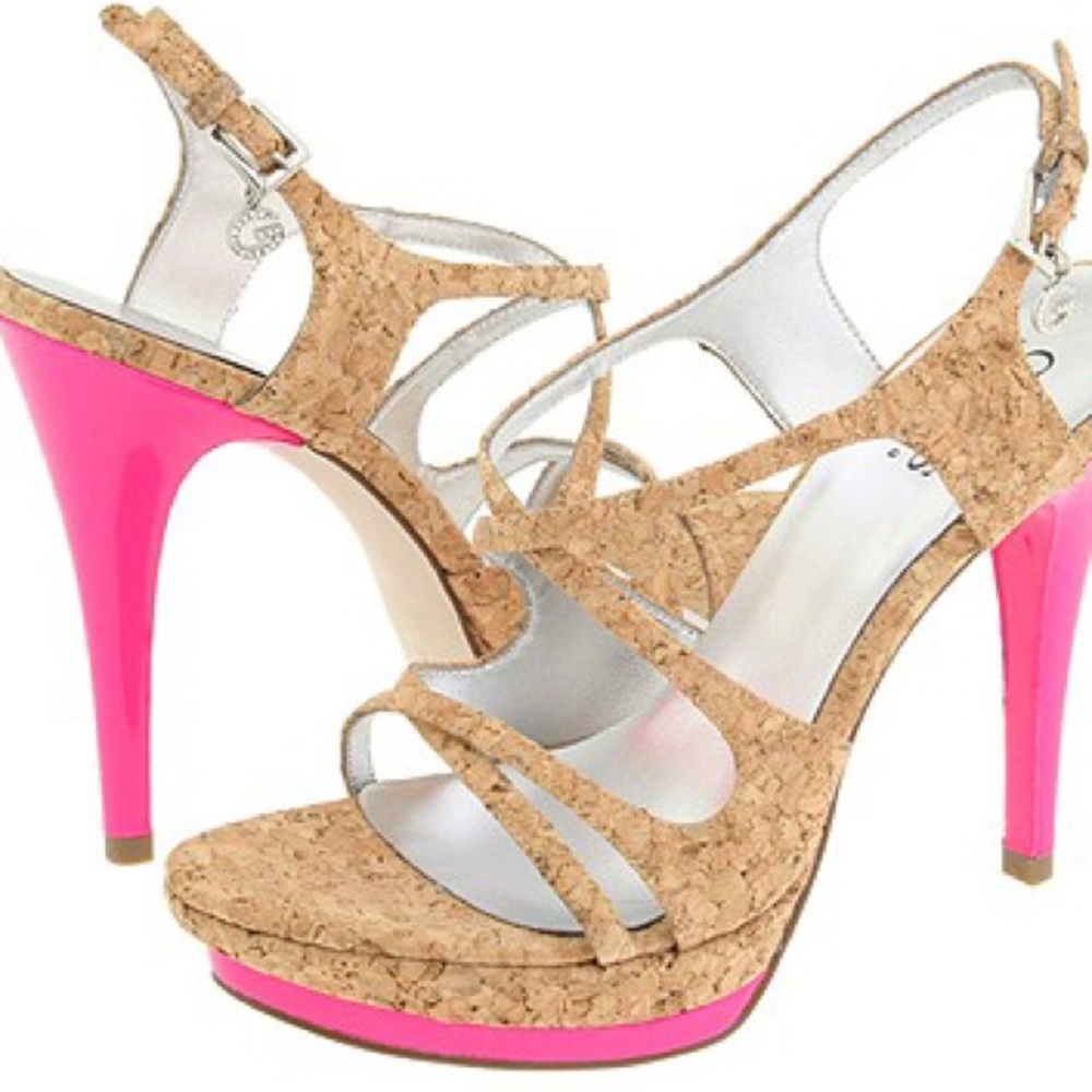 Guess "Innocent" Heels cork + hot pink