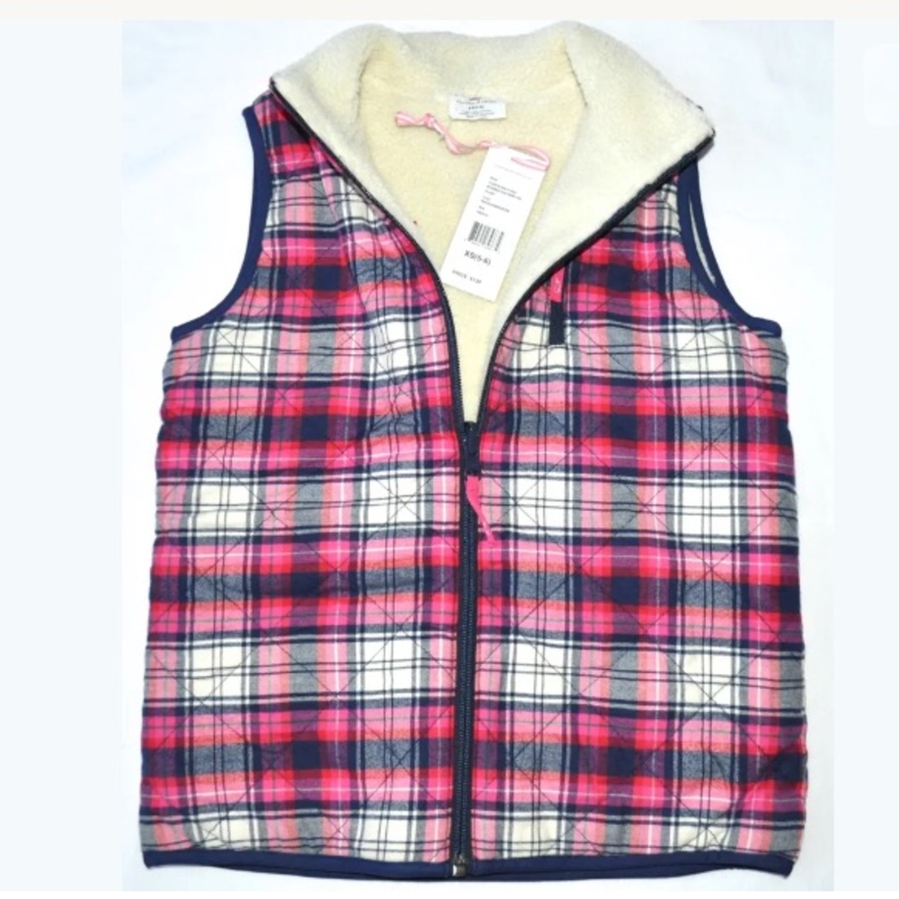 Vineyard Vines Blue Pink Plaid Reversible Vest