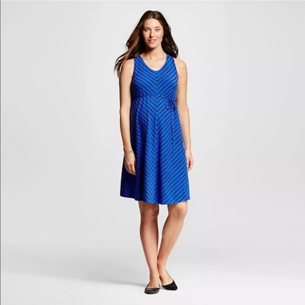 NWT Blue Liz Lange Racerback Maternity Dress w Tie