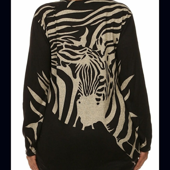 LAST ONE New Plus Zebra Rhinestone Light Sweater - Picture 3 of 3