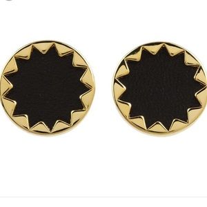 House of Harlow Sunburst Gold & Black Leather Stud