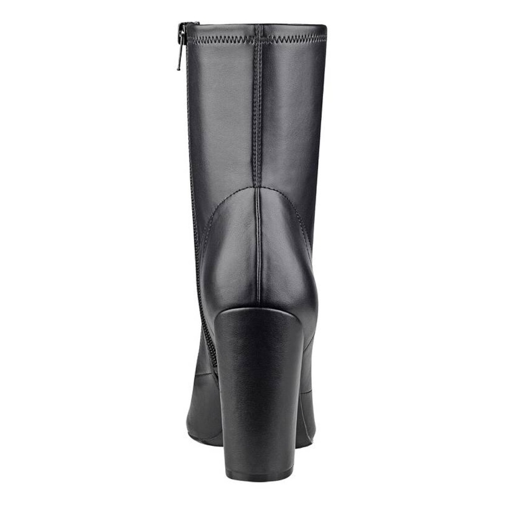 Mid Calf Chunky Heel Peep Toe Sock Ankle Bootie - Picture 4 of 4