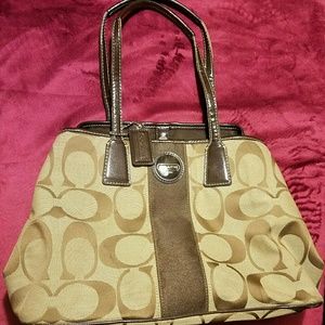 Coach Brown Signature Stripe Carryall