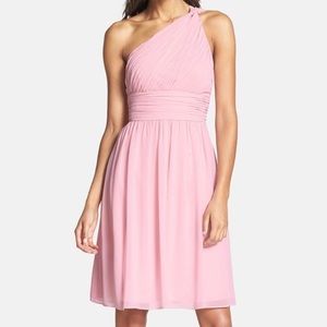 Donna Morgan Rhea One Shoulder Blush Dress